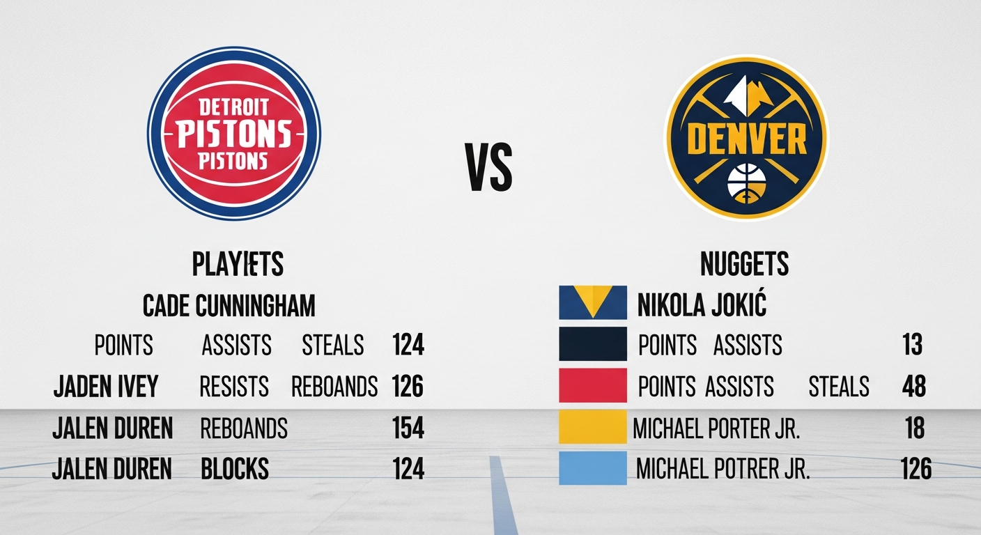 detroit pistons vs denver nuggets match player stats